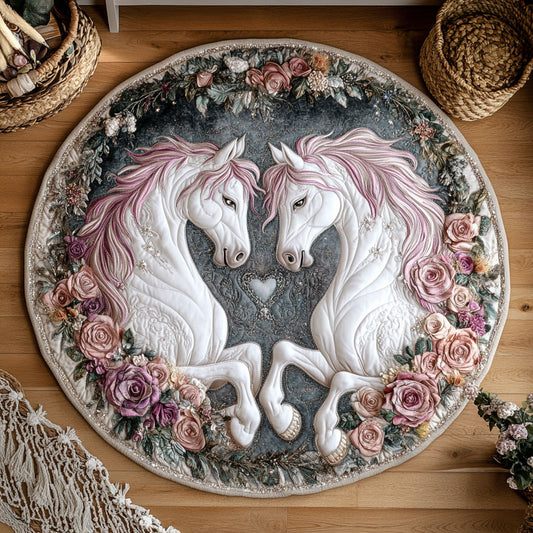 Couple Pink Mane WY1006005CL Quilted Round Mat
