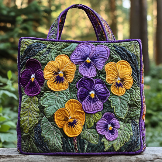 Purple Pansy WN2209060CL Quilted Tote Bag