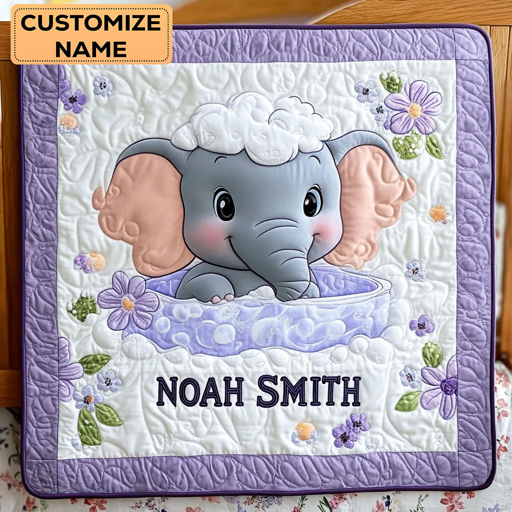 Plush Elephant Baby WY2607008CL Personalized Baby Quilt