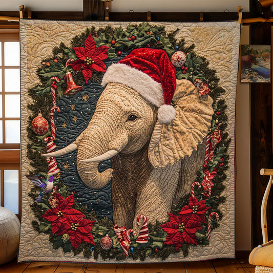 Elephant In Christmas Wreath WN1312032CL Quilt