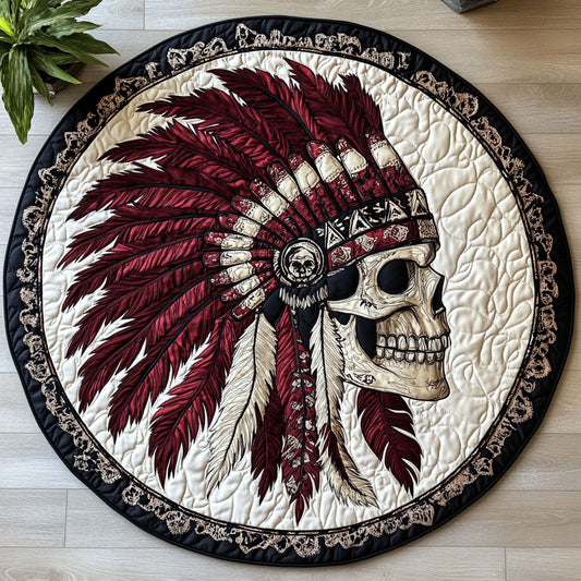 Skull Native American CW2306040CL Quilted Round Mat