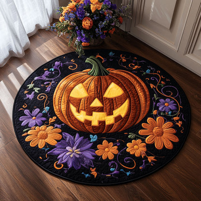 Floral Pumpkin Circle WY1508103CL Quilted Round Mat