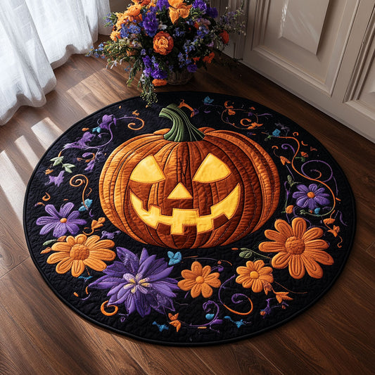 Floral Pumpkin Circle WY1508103CL Quilted Round Mat