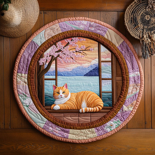 Whiskers At Dusk WJ2105054CL Quilted Round Mat