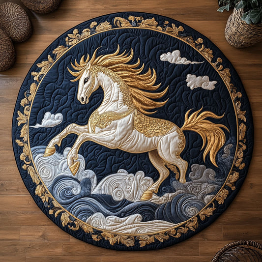 Glorious Horse In Wave WY1906046CL Quilted Round Mat