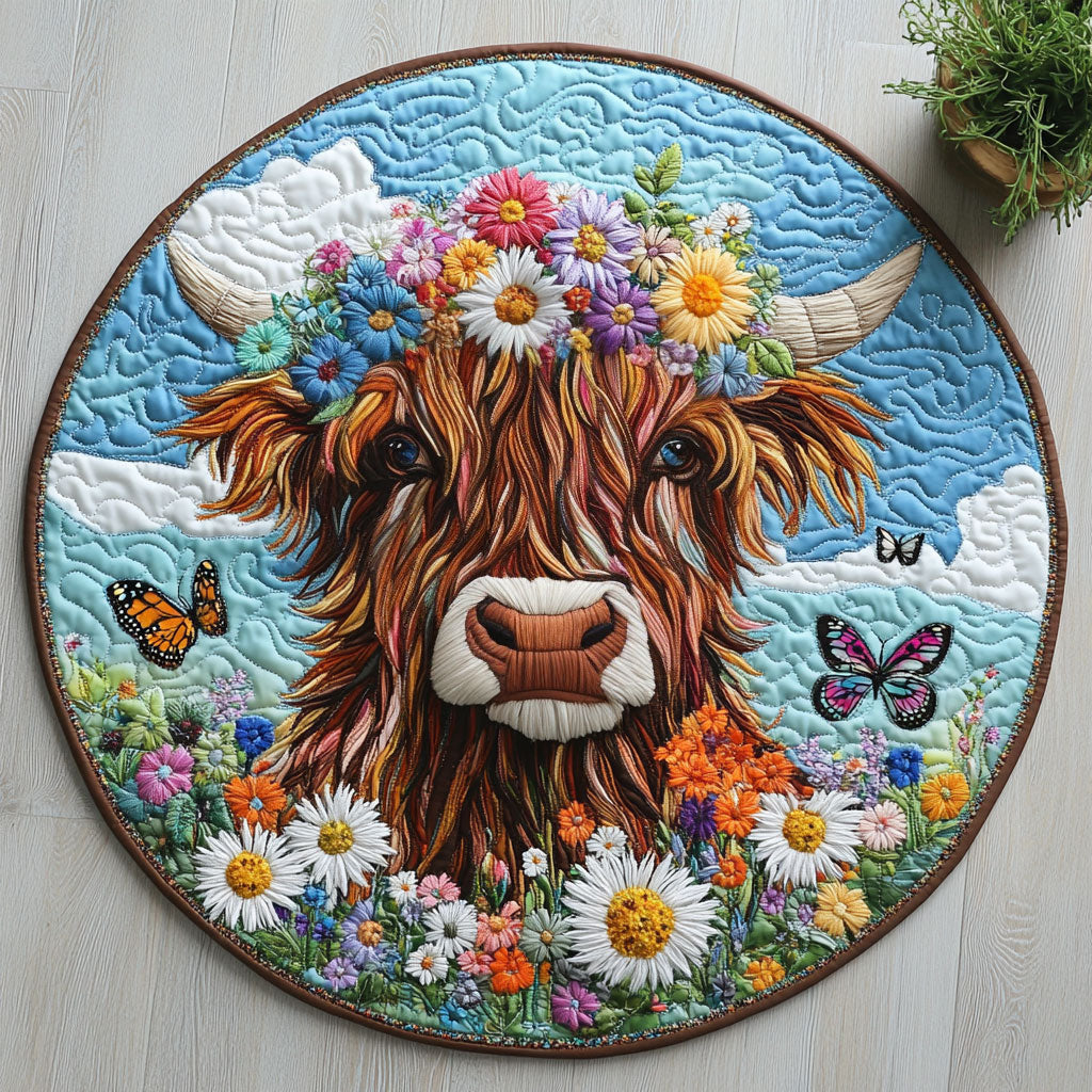 Highland Cow CW2705509CL Quilted Round Mat