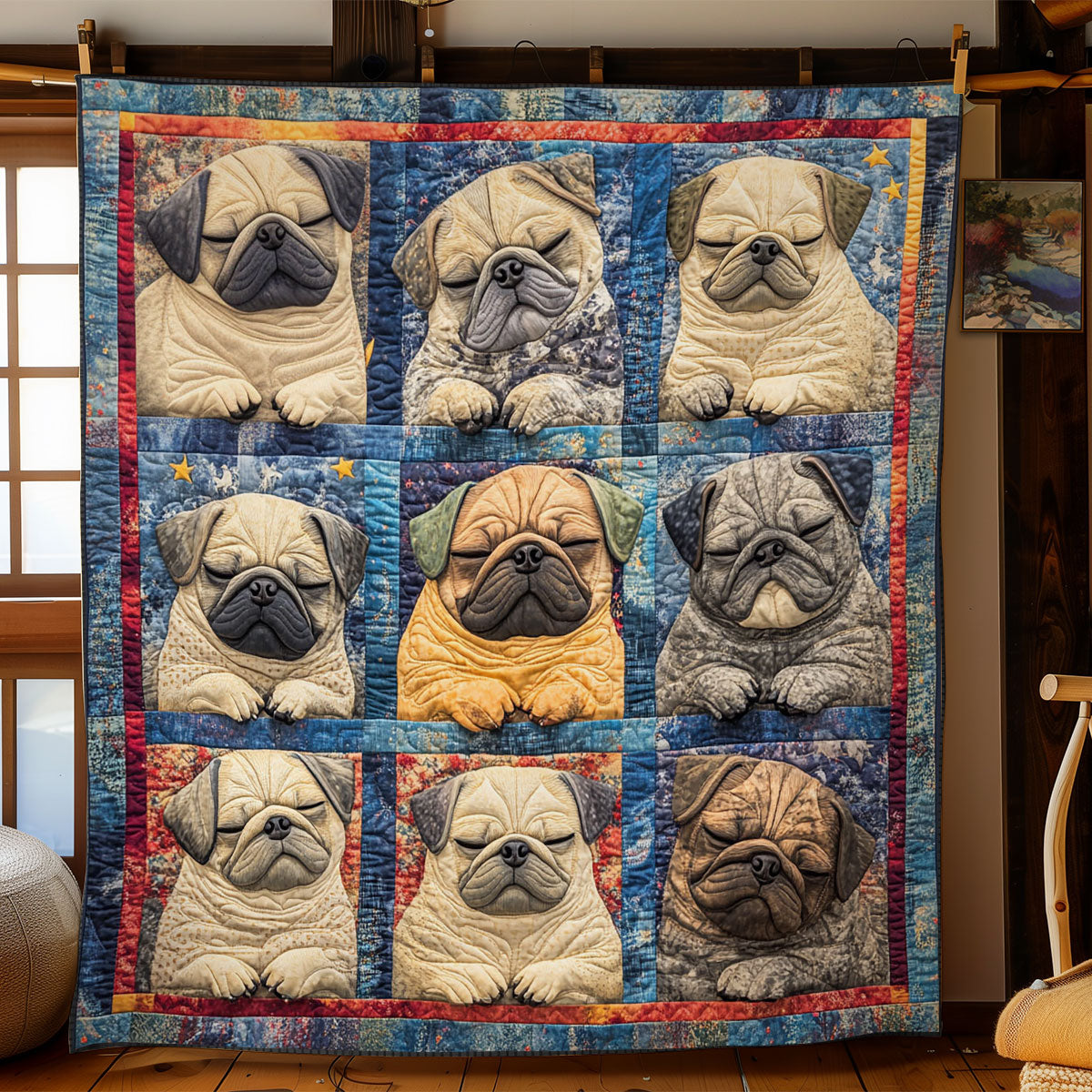 Sleeping Pugs WY1902096CL Quilt