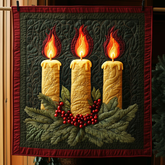 Three Tall Christmas Candles LT2509014CL Quilt