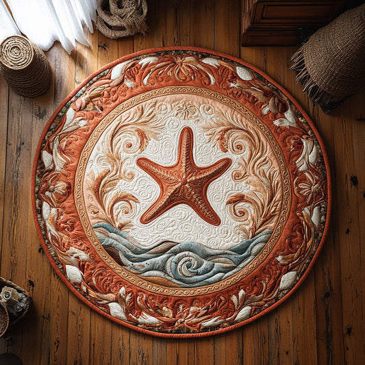 Orange Starfish WY2305021CL Quilted Round Mat