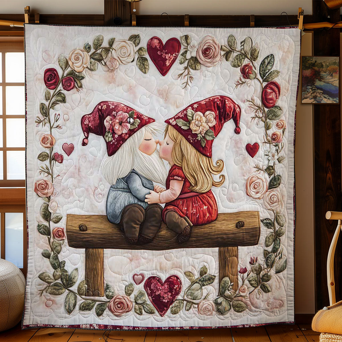 Gnome Valentine Kiss WN2512040CL Quilt