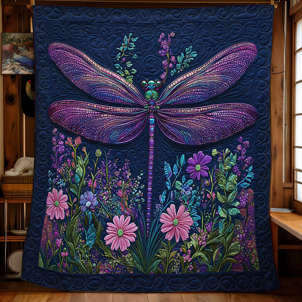 Purple Dragonfly WY2001097CL Quilt