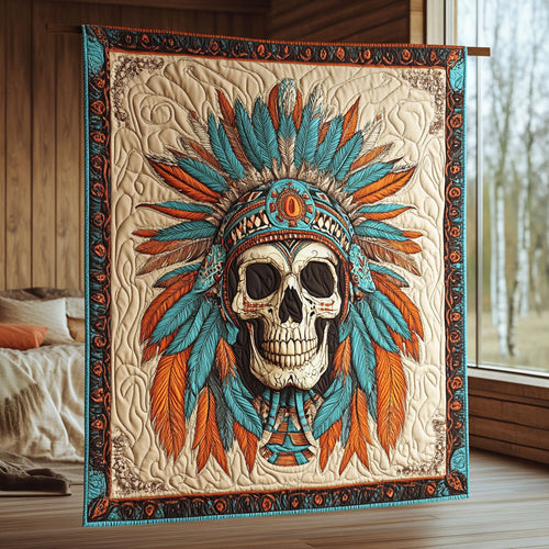 Skull Native American CW0207038CL Quilt