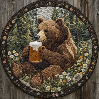Bear And Beer CP0406081CL Quilted Round Mat