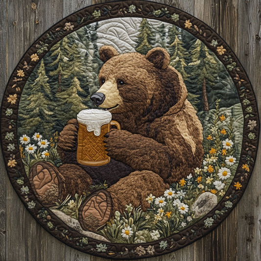 Bear And Beer CP0406081CL Quilted Round Mat