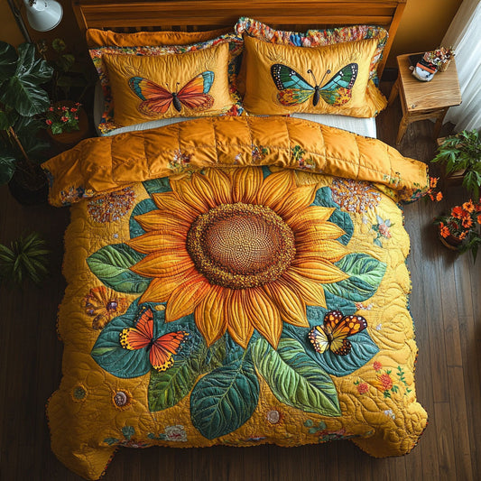 Butterfly In Sunflower Garden WY2202007CL Duvet Cover Set