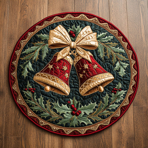 Frosty Christmas Bells WN0309037CL Quilted Round Mat