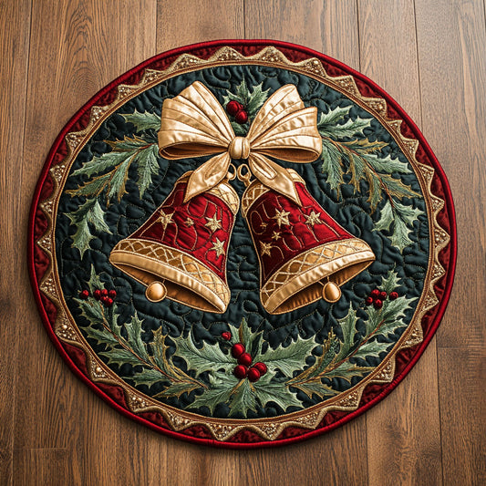 Frosty Christmas Bells WN0309037CL Quilted Round Mat