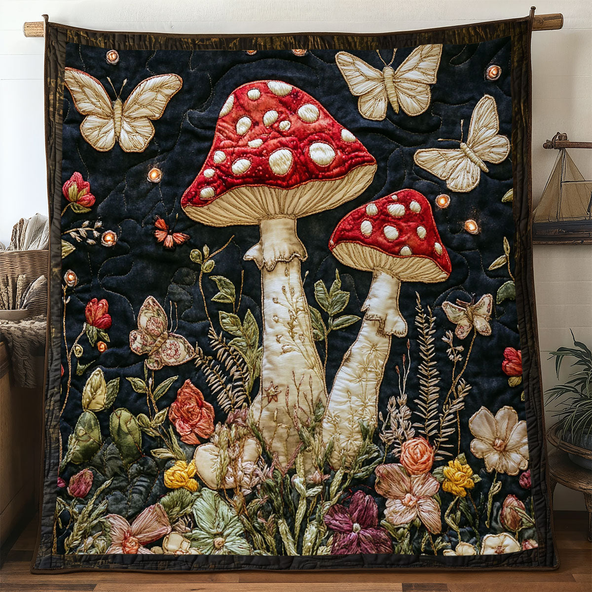 Midnight Mushroom Wish WN2605042CL Quilt