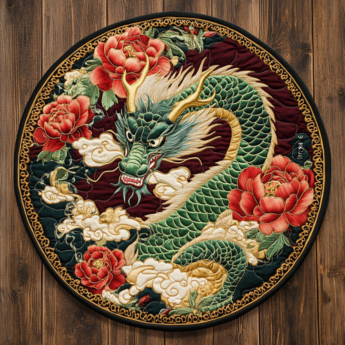 Dragon Crimson Bloom CW2207004CL Quilted Round Mat