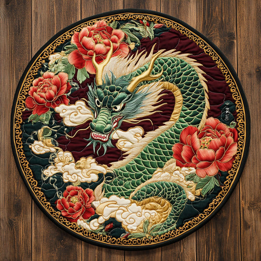 Dragon Crimson Bloom CW2207004CL Quilted Round Mat