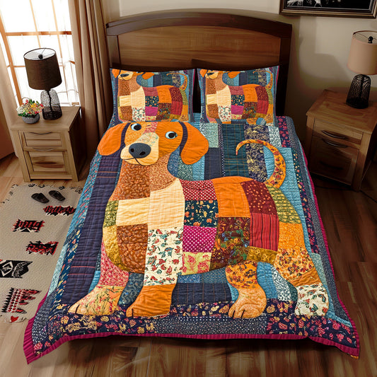 Dachshund Patchwork WX0212068CL Duvet Cover Set