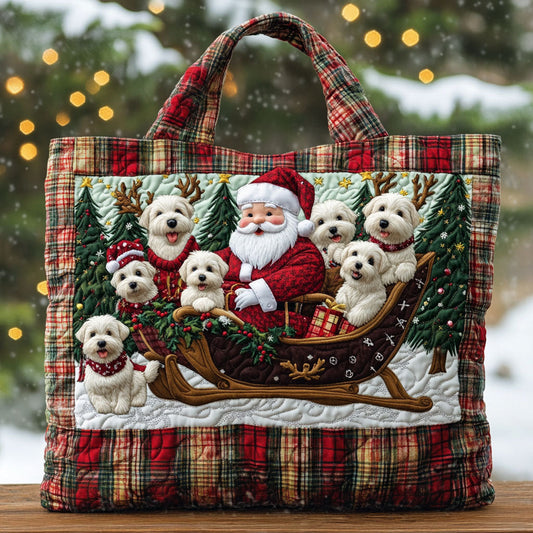 Terrier Christmas Lights WN1211111CL Quilted Tote Bag