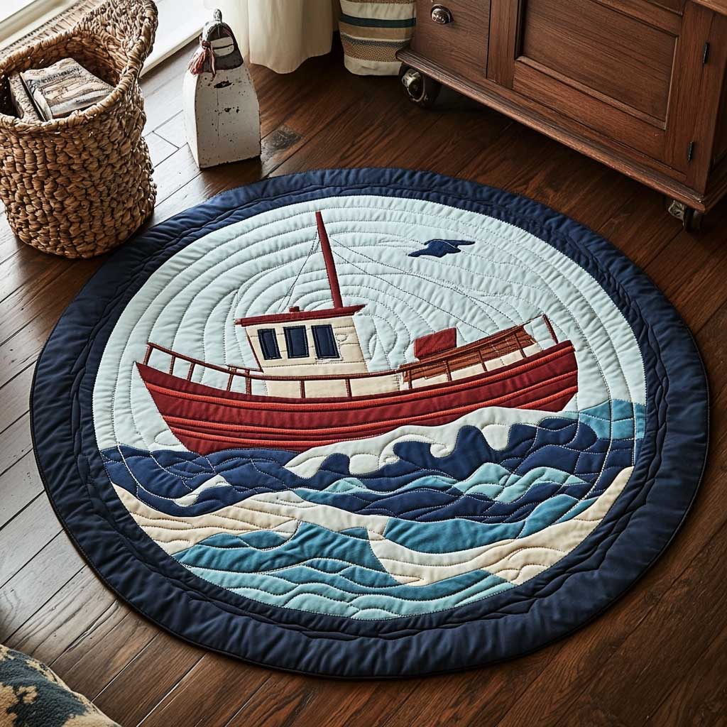 Sailing Boat WN2103030CL Quilted Round Mat