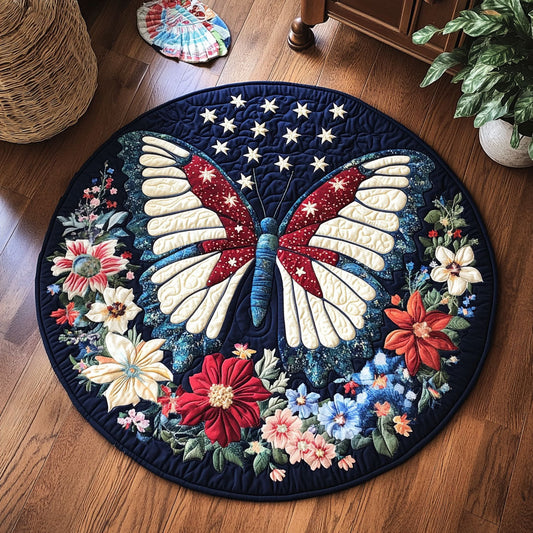 Patriotic Butterfly WJ0906044CL Quilted Round Mat