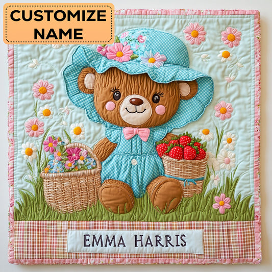 Sweet Teddy Bear CW2607055CL Personalized Baby Quilt