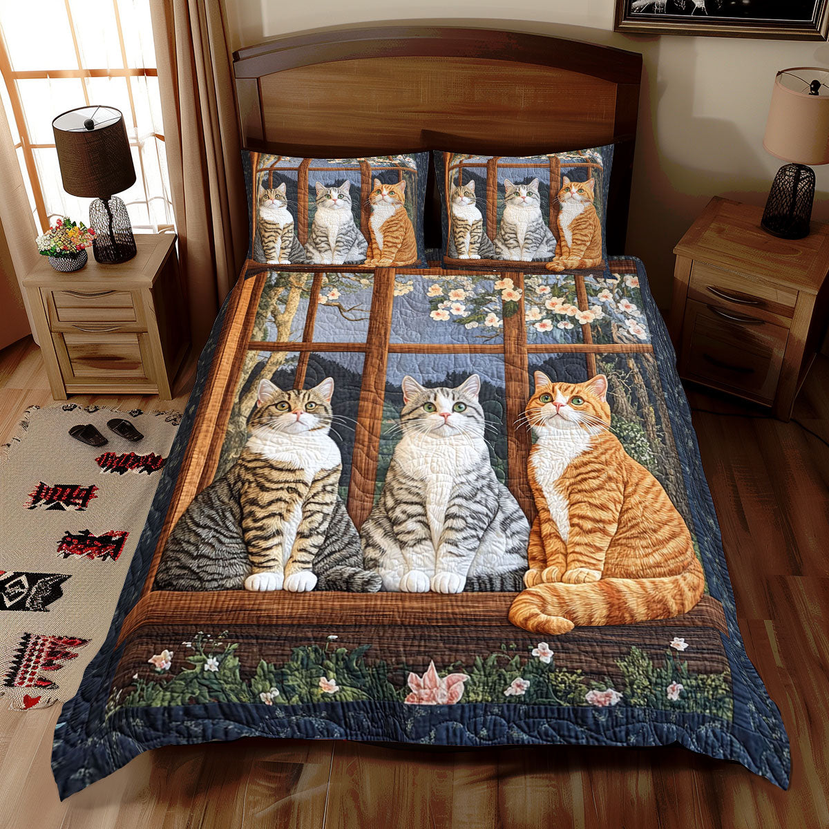 Cute Cat By The Window WJ0212046CL Duvet Cover Set