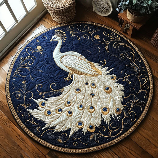 Royal White Peacock WY0206040CL Quilted Round Mat