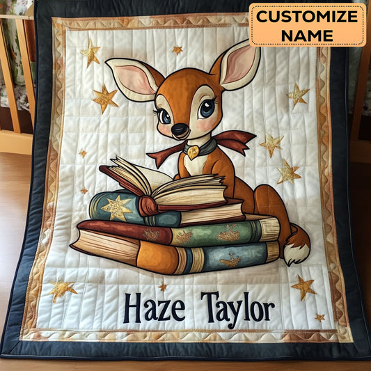Storytime Deer WN3007104CL Personalized Baby Quilt