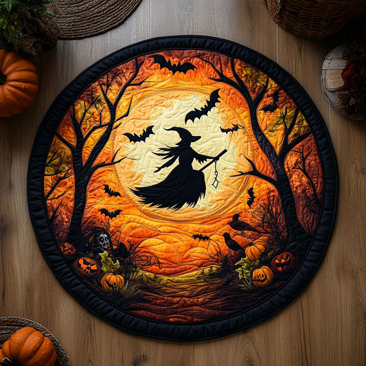 Witch In Halloween WY0206051CL Quilted Round Mat
