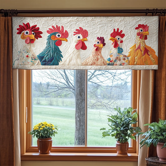Cheerful Chicken Coop WN1406046CL Quilted Valance