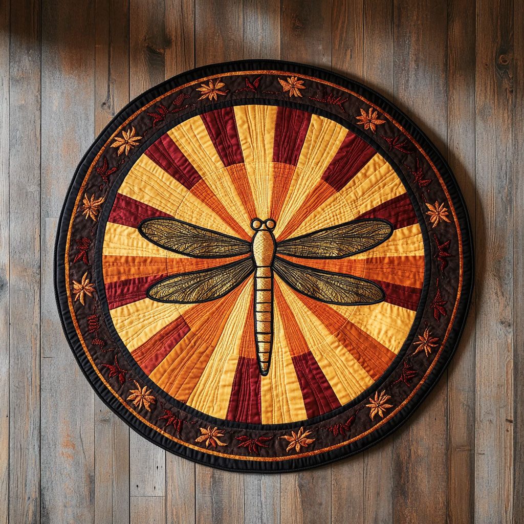 Radiant Dragonfly WN1408086CL Quilted Round Mat