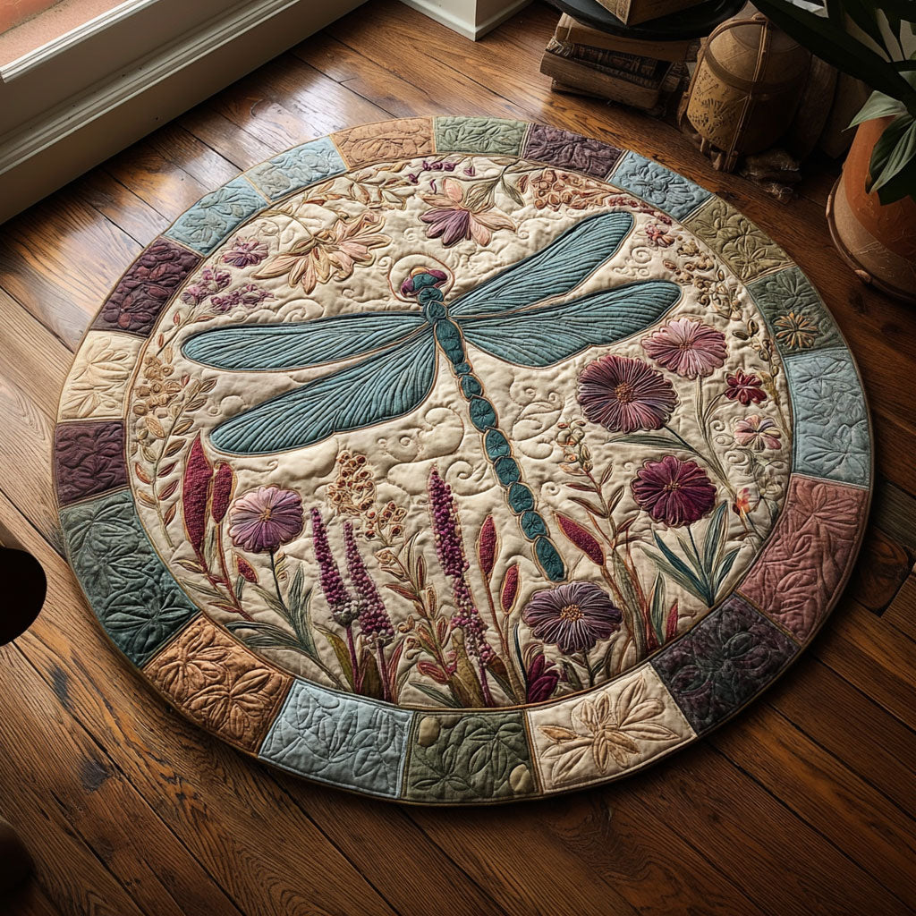 Blooming Garden Dragonfly CW0509001CL Quilted Round Mat