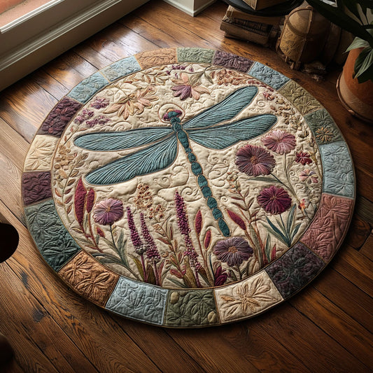 Blooming Garden Dragonfly CW0509001CL Quilted Round Mat