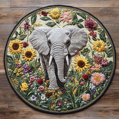Golden Flower Garden CQ2805037CL Quilted Round Mat