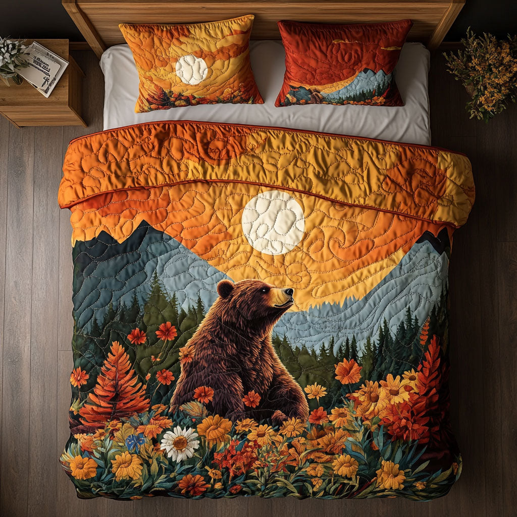 Sunset Forest And Bear WY0902013CL Duvet Cover Set