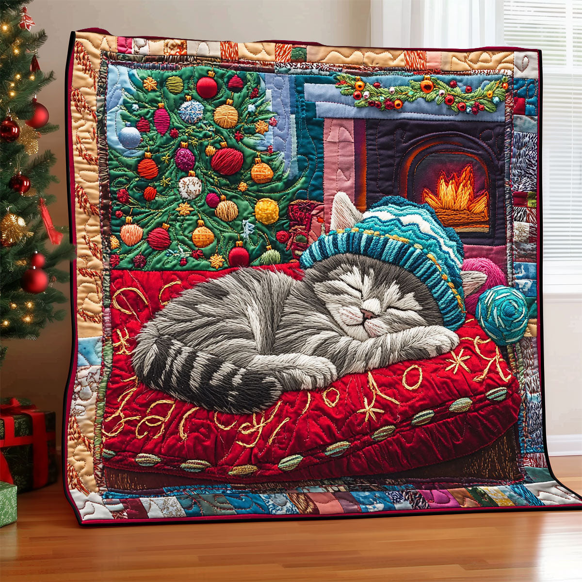 Christmas Cat Dream CW1111003CL Quilt