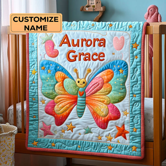 Rainbow Butterfly WY2807010CL Personalized Baby Quilt