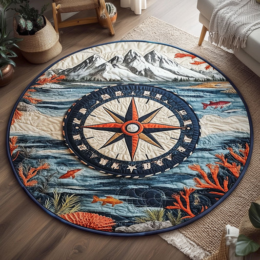 Nautical Compass WJ0304041CL Quilted Round Mat