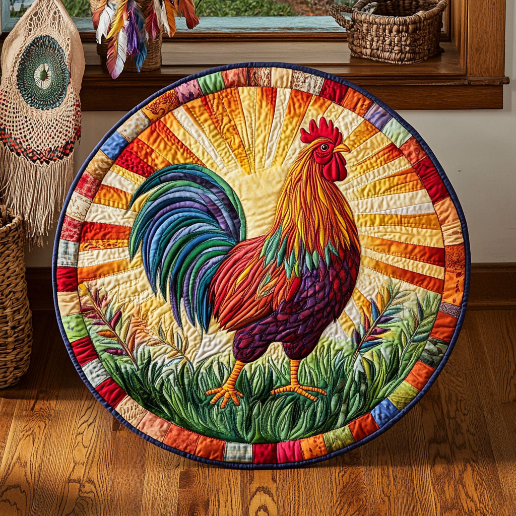 Sunrise Chicken WJ0406044CL Quilted Round Mat