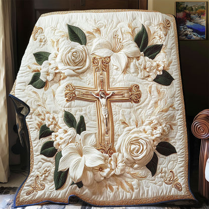 White Flower And Cross WY2712073CL Quilt