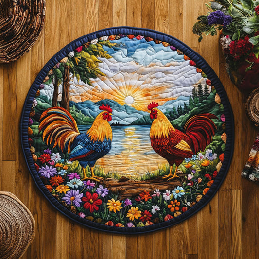 Sunset Chicken WJ0606058CL Quilted Round Mat