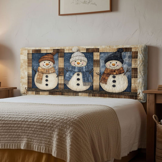 Snowman Plaid Friends WN1112189CL Quilted Headboard Slipcover