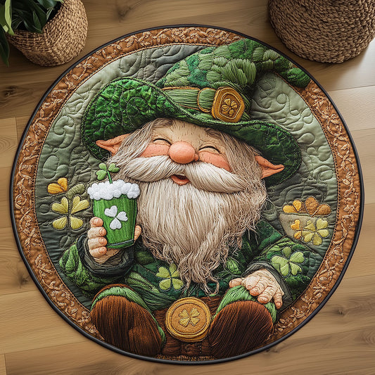 Rainbow Gnome Gold WN1407075CL Quilted Round Mat