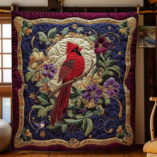 Cardinal In Flower Wreath WY2312012CL Quilt