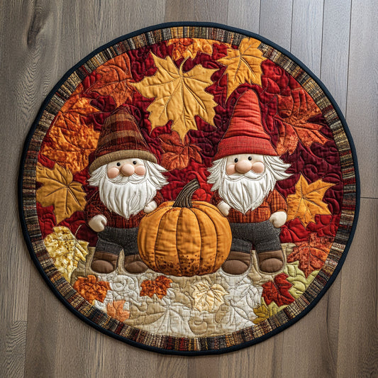 Autumn Twins Gnome WN3007011CL Quilted Round Mat