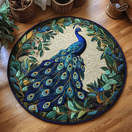 Beautiful Feather Peacock WY2005025CL Quilted Round Mat
